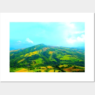 View from Monte San Martino at fields, hills, ridge, sky Posters and Art